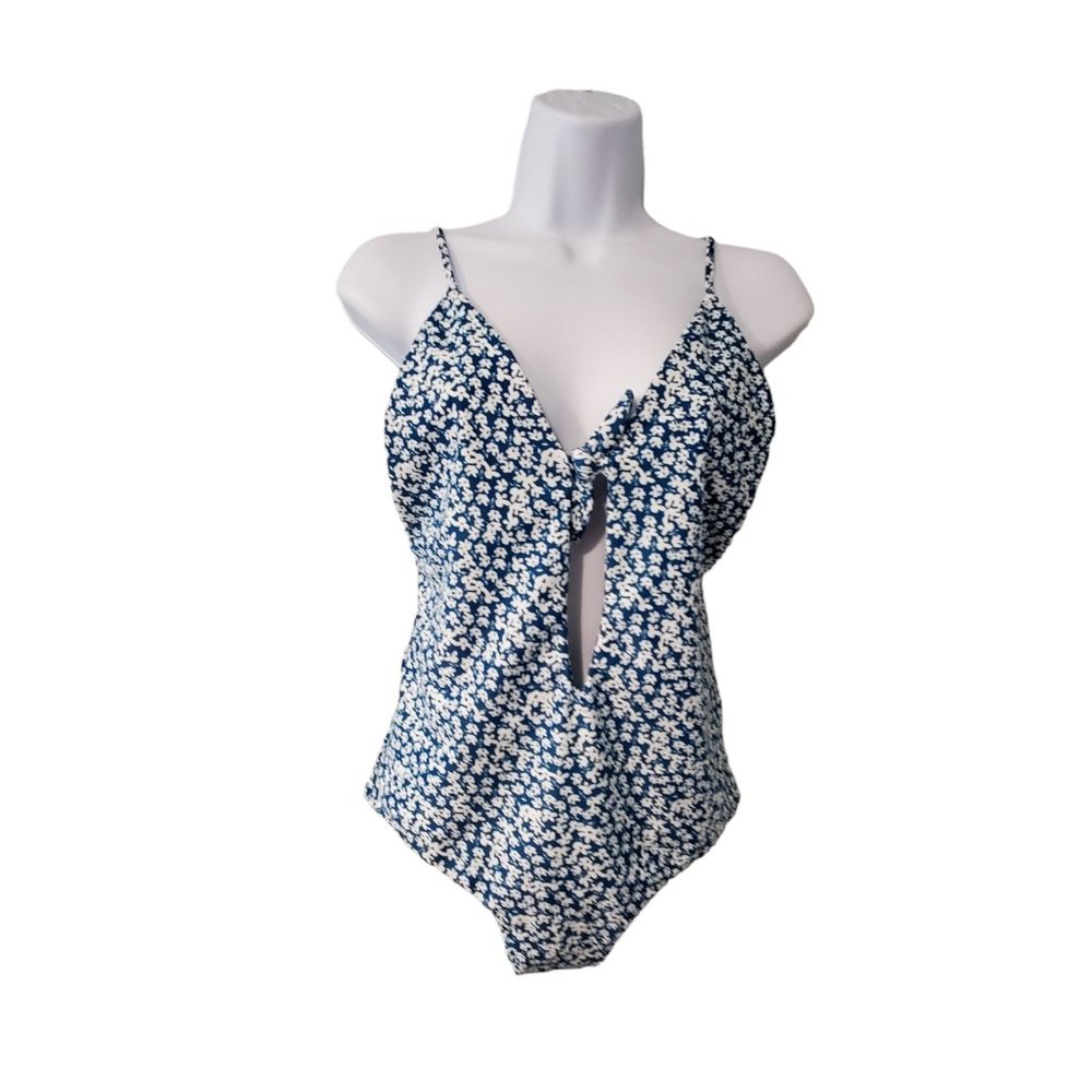 Aila Blue Midnight in Paris swimsuit womens size Medium teal floral one …